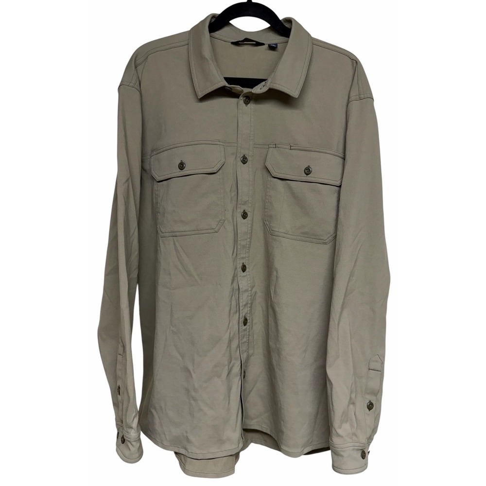 KUIU Motive Long Sleeve Workgrade Shirt Button Down Logo Khaki Men's Size XXL